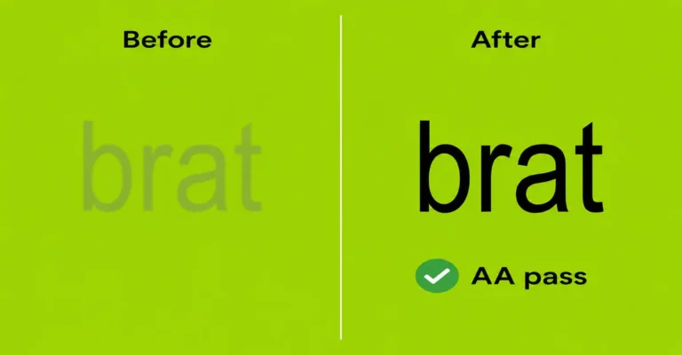 Brat Generator Not Working? 8 Fixes (2026 Guide) brat generator not working — side by side example of low contrast text that fails accessibility versus a fixed, readable version