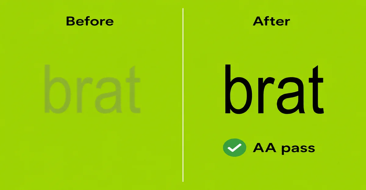 Brat Generator Not Working? 8 Fixes (2026 Guide) brat generator not working — side by side example of low contrast text that fails accessibility versus a fixed, readable version