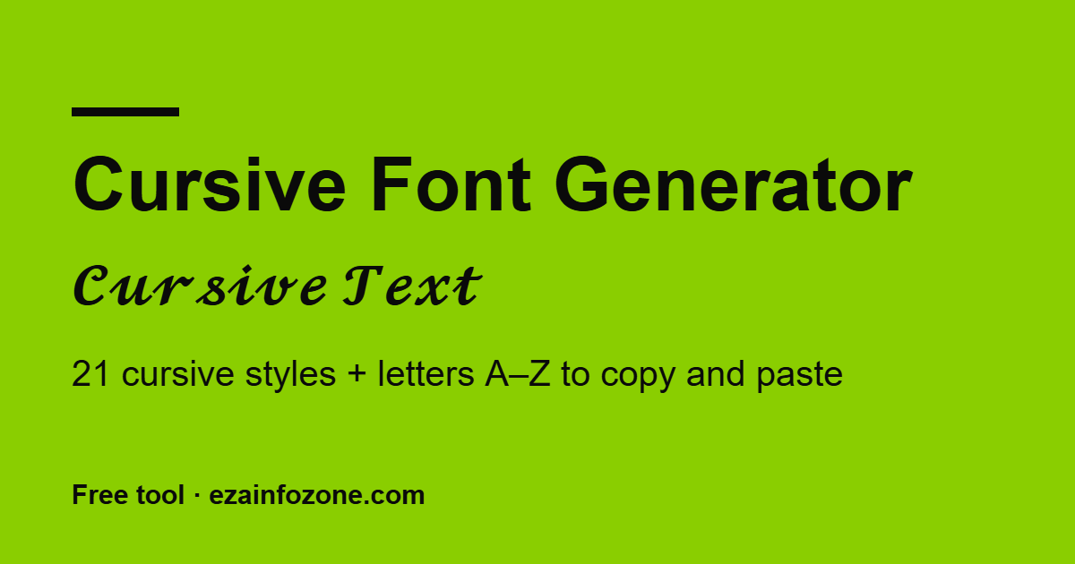 Cursive font generator preview with cursive text to copy and paste
